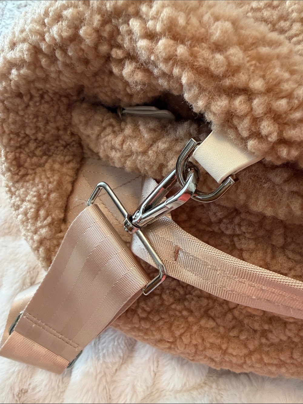 Altar'd State Camel Sherpa Duffel with Cream Trim - Picture 8 of 10